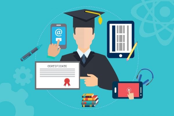 a distance learning student graduating