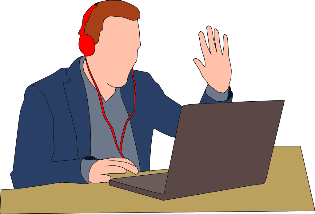 a man raises his hand during a Zoom discussion