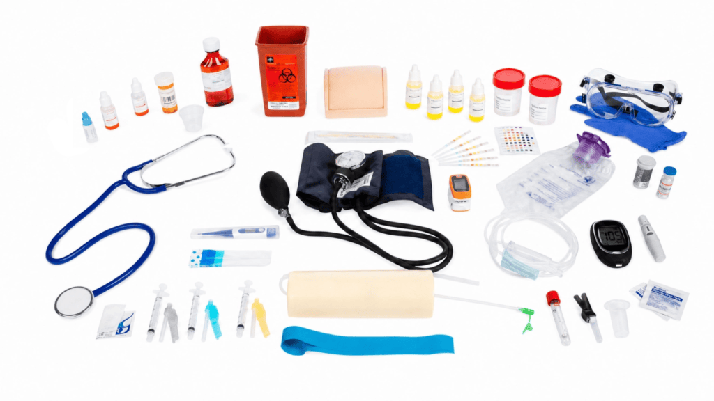 image of equipment in the medical assistant teaching materials kit